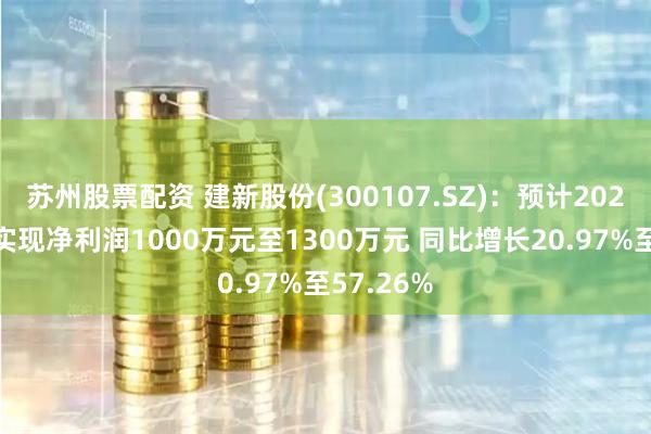 苏州股票配资 建新股份(300107.SZ)：预计2024年中期实现净利润1000万元至1300万元 同比增长20.97%至57.26%