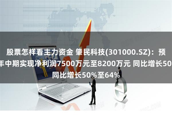 股票怎样看主力资金 肇民科技(301000.SZ)：预计2024年中期实现净利润7500万元至8200万元 同比增长50%至64%