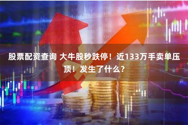 股票配资查询 大牛股秒跌停！近133万手卖单压顶！发生了什么？